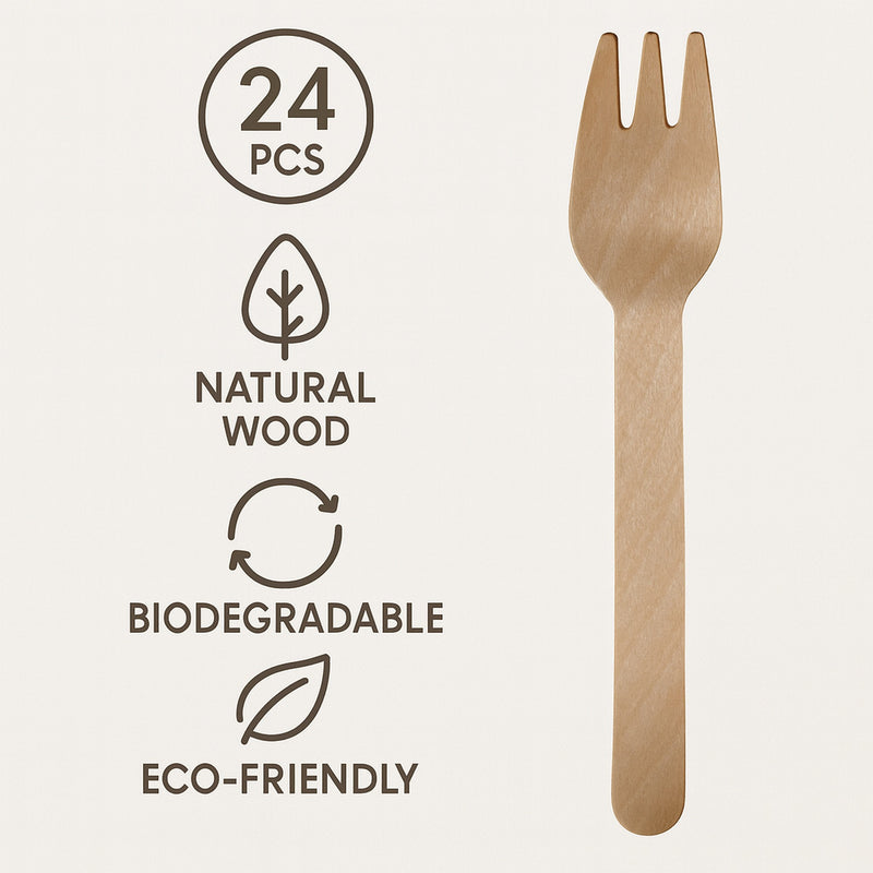REGENT DISPOSABLE WOODEN FORKS 24PK, 160MM