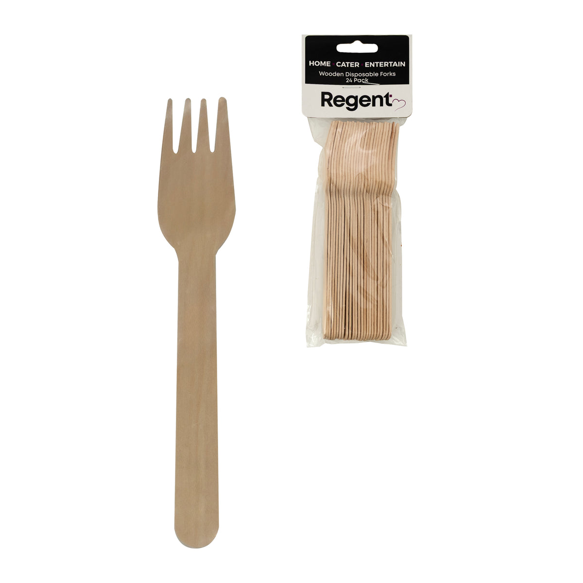 REGENT DISPOSABLE WOODEN FORKS 24PK, 160MM