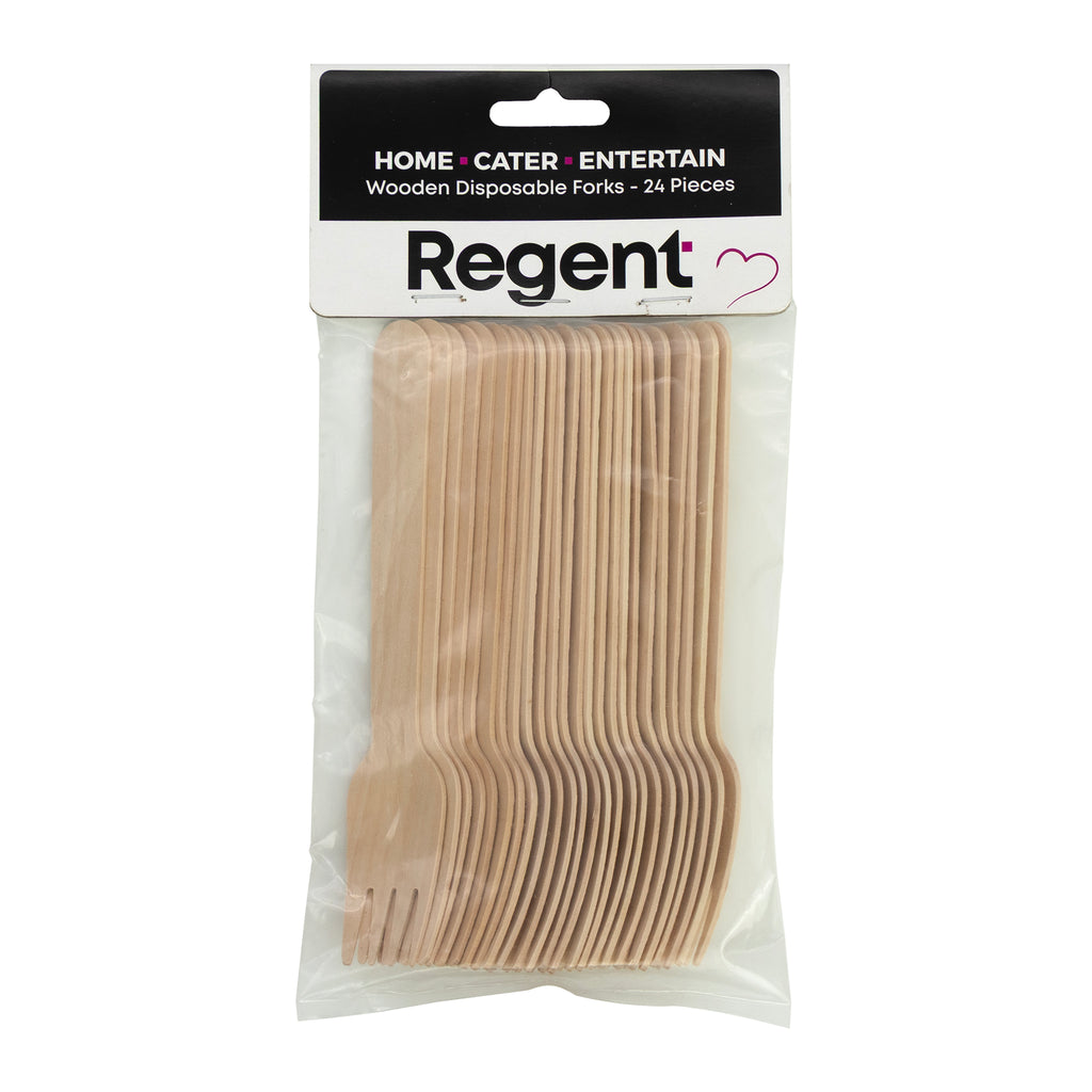 REGENT DISPOSABLE WOODEN FORKS 24PK, 160MM