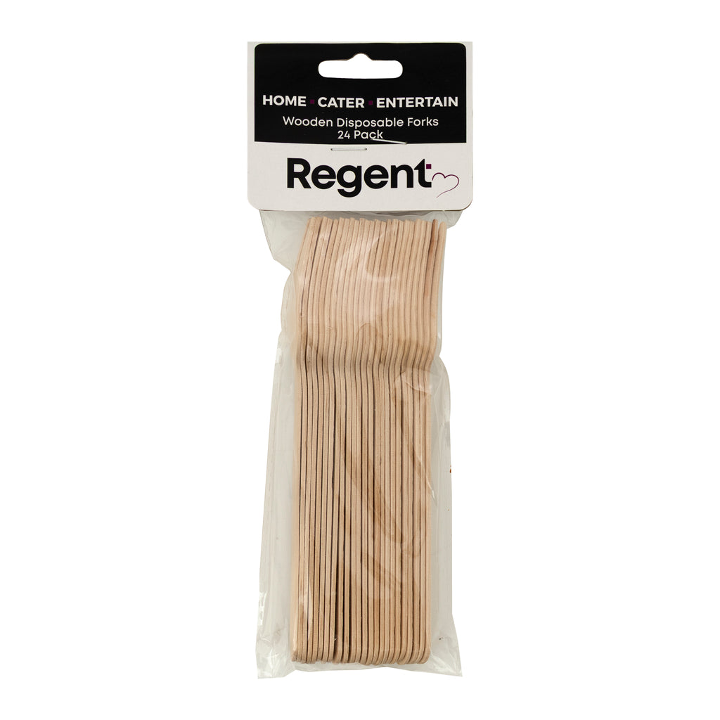 REGENT DISPOSABLE WOODEN FORKS 24PK, 160MM