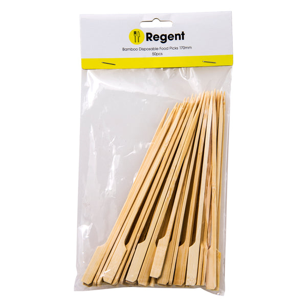 REGENT DISPOSABLE BAMBOO FOOD PADDLE PICKS 50PCS, (180MM)
