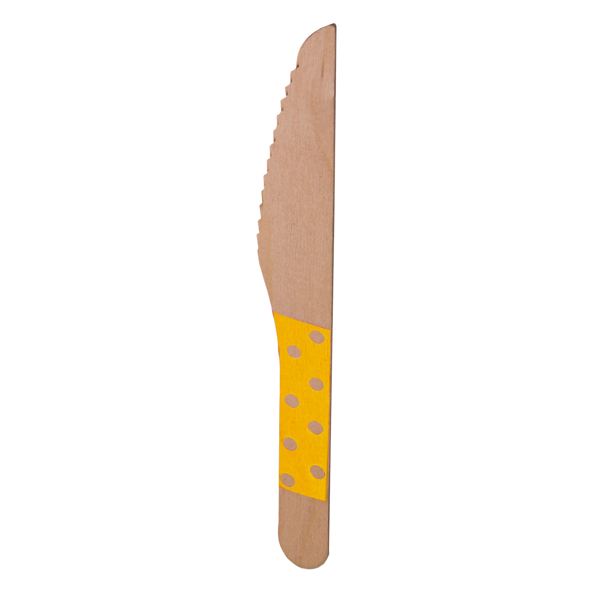 REGENT DISPOSABLE WOODEN KNIVES WITH COLOURED POLKA DOTS 24PK, 160MM
