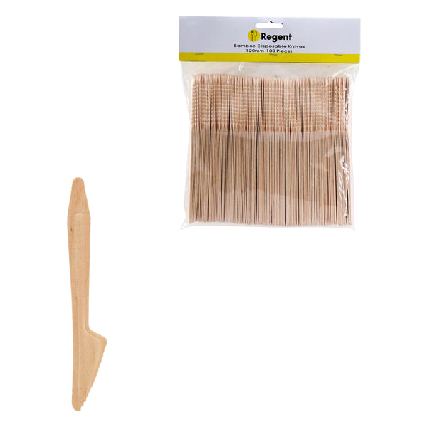 REGENT DISPOSABLE WOODEN KNIVES 100PCS, (165X22MM)