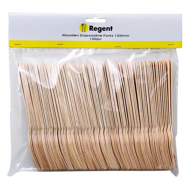 REGENT DISPOSABLE WOODEN FORKS 100PCS, (160X26MM)