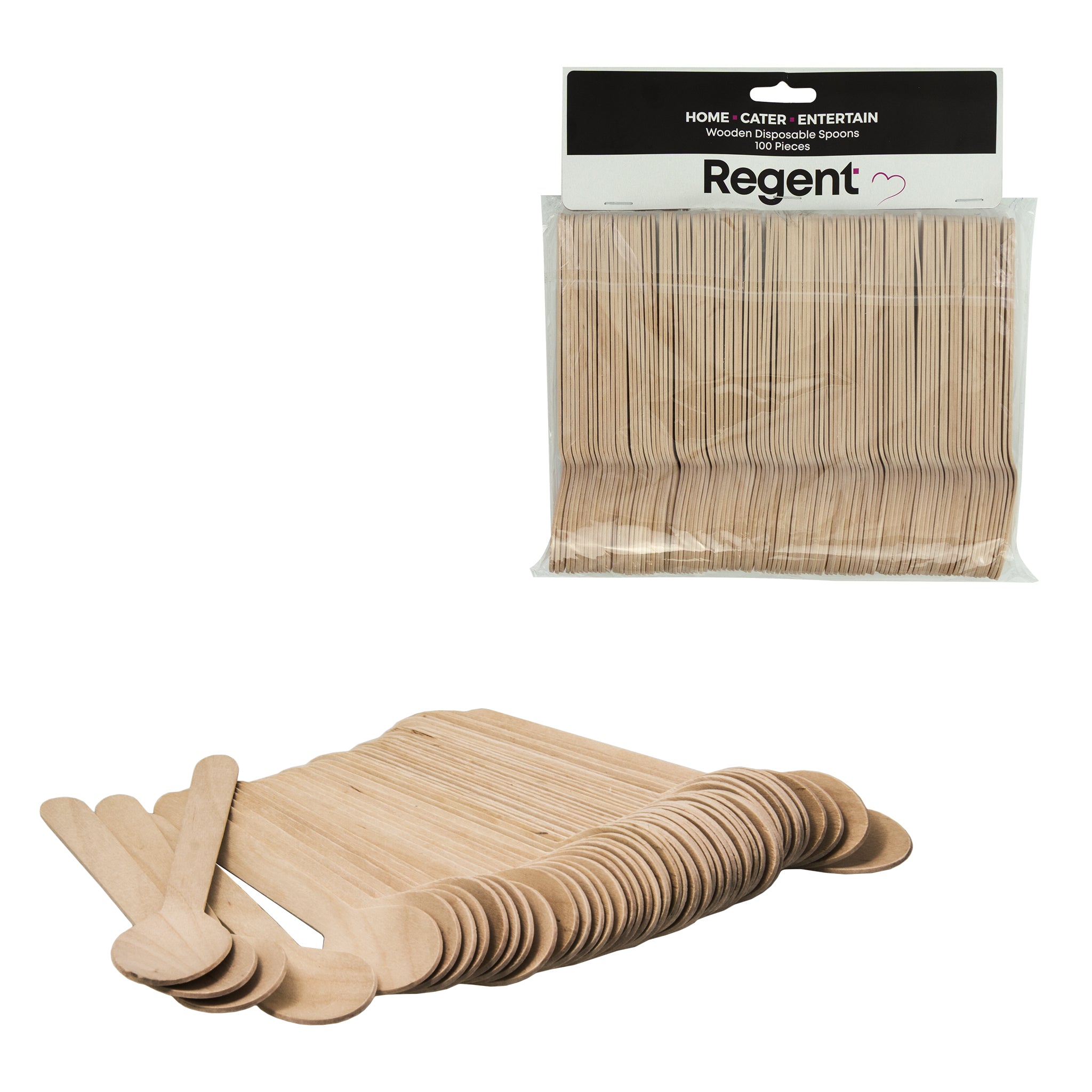 REGENT DISPOSABLE WOODEN SPOONS 100PK, 158MM