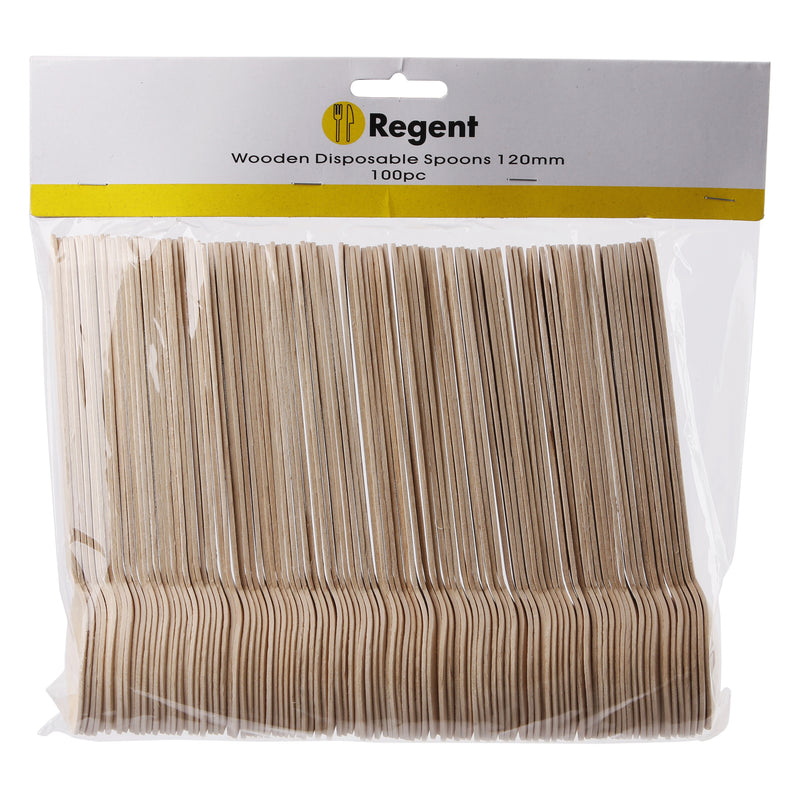 REGENT DISPOSABLE WOODEN SPOONS 100PCS, (160X34MM)