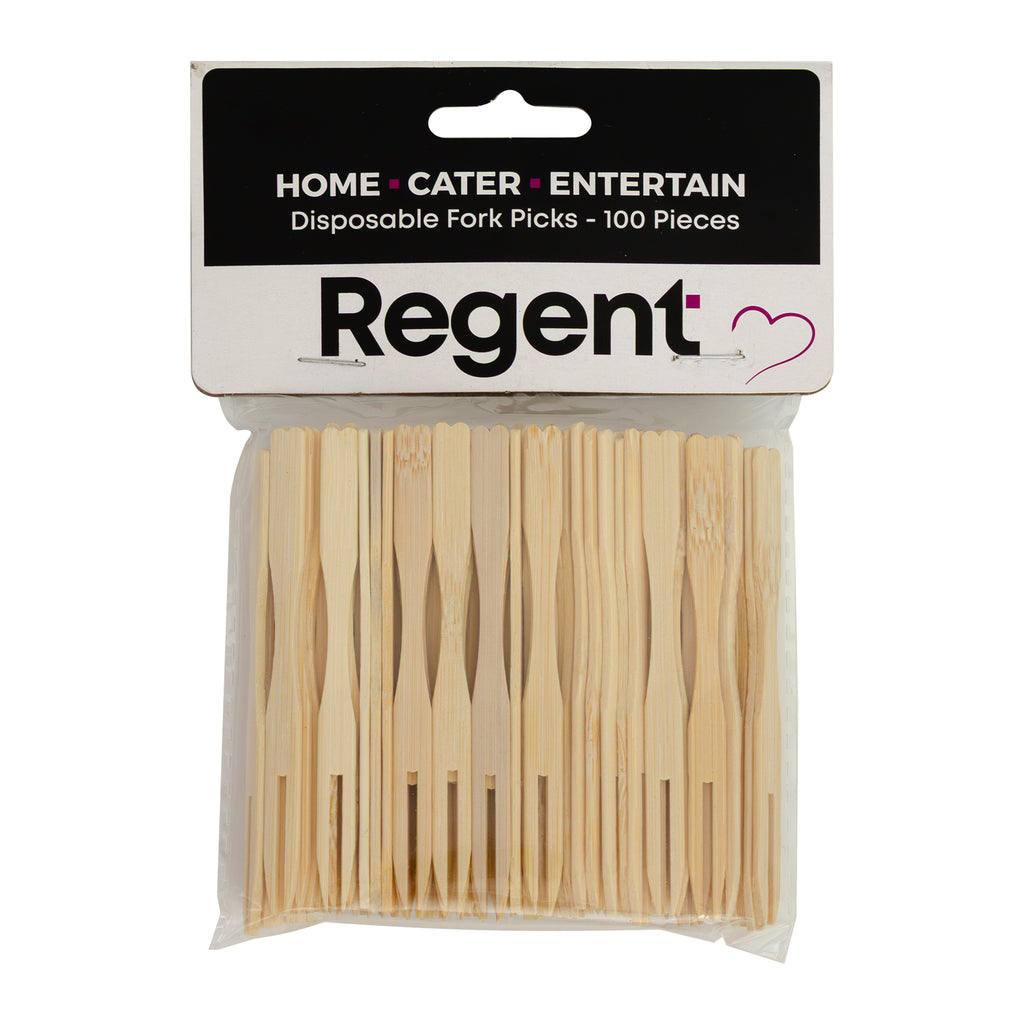 REGENT DISPOSABLE WOODEN FORK PICKS 100PK, 88MM