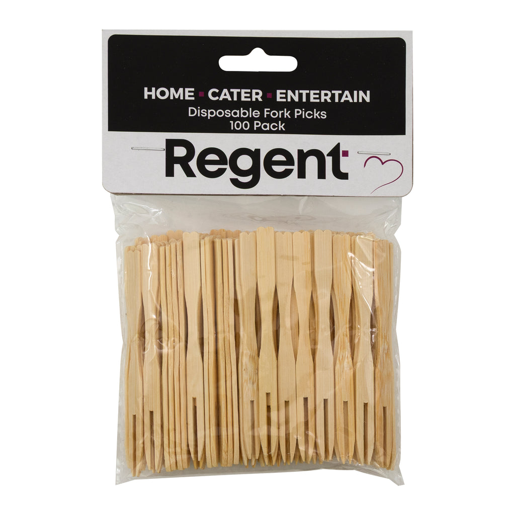 REGENT DISPOSABLE WOODEN FORK PICKS 100PK