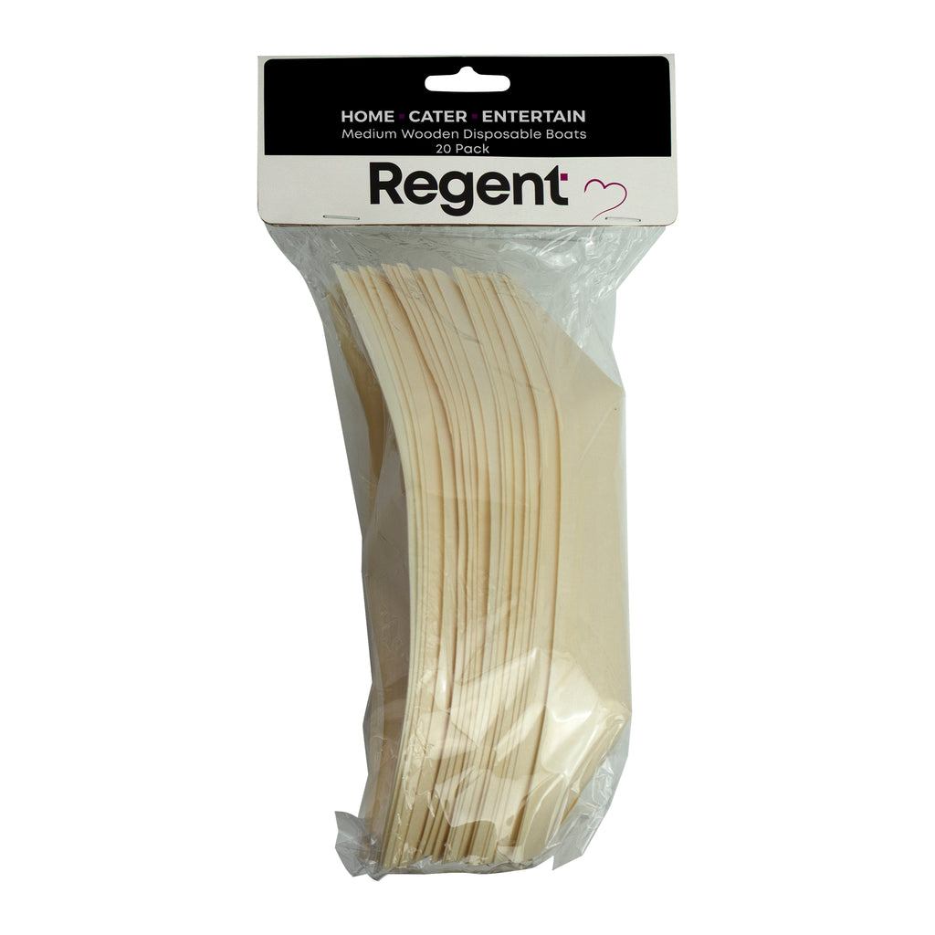 REGENT DISPOSABLE WOODEN BOATS MEDIUM 20PK, 190MM