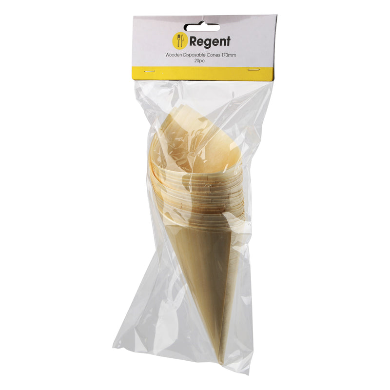 REGENT DISPOSABLE WOODEN CONES 20PCS, (170MMX120MM)