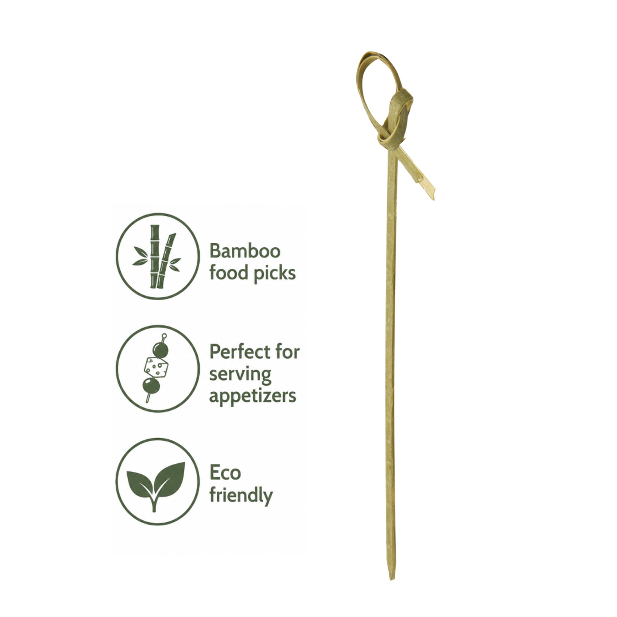 REGENT DISPOSABLE BAMBOO KNOT PICKS 50PK, 120MM