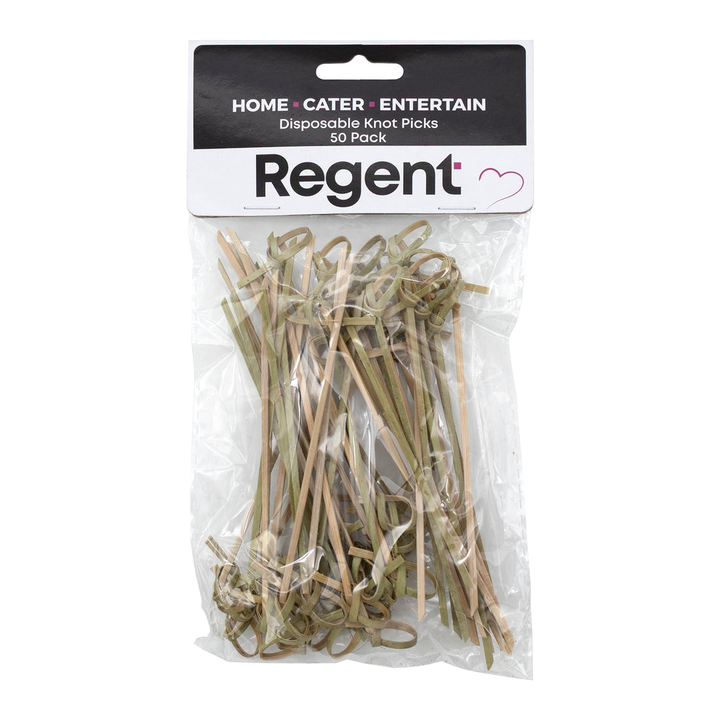 REGENT DISPOSABLE BAMBOO KNOT PICKS 50PK, 120MM