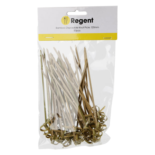 REGENT DISPOSABLE BAMBOO KNOT PICKS 50PCS, (130MM)