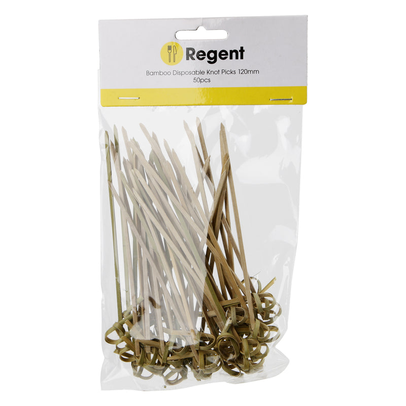 REGENT DISPOSABLE BAMBOO KNOT PICKS 50PCS, (130MM)