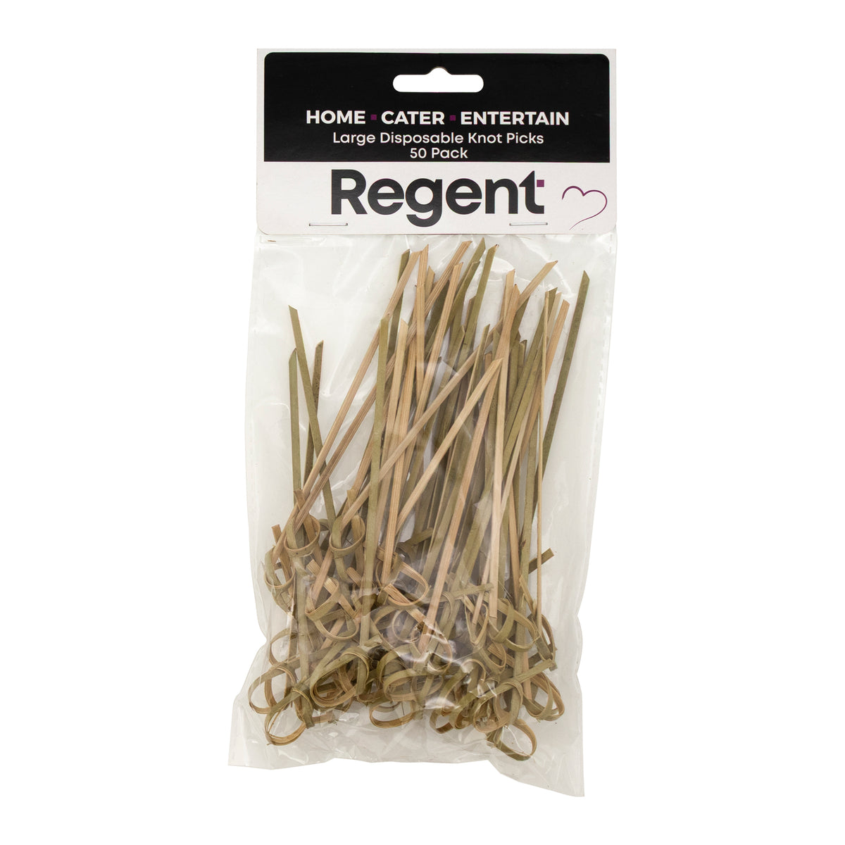 REGENT DISPOSABLE BAMBOO KNOT PICKS 50PK, 120MM