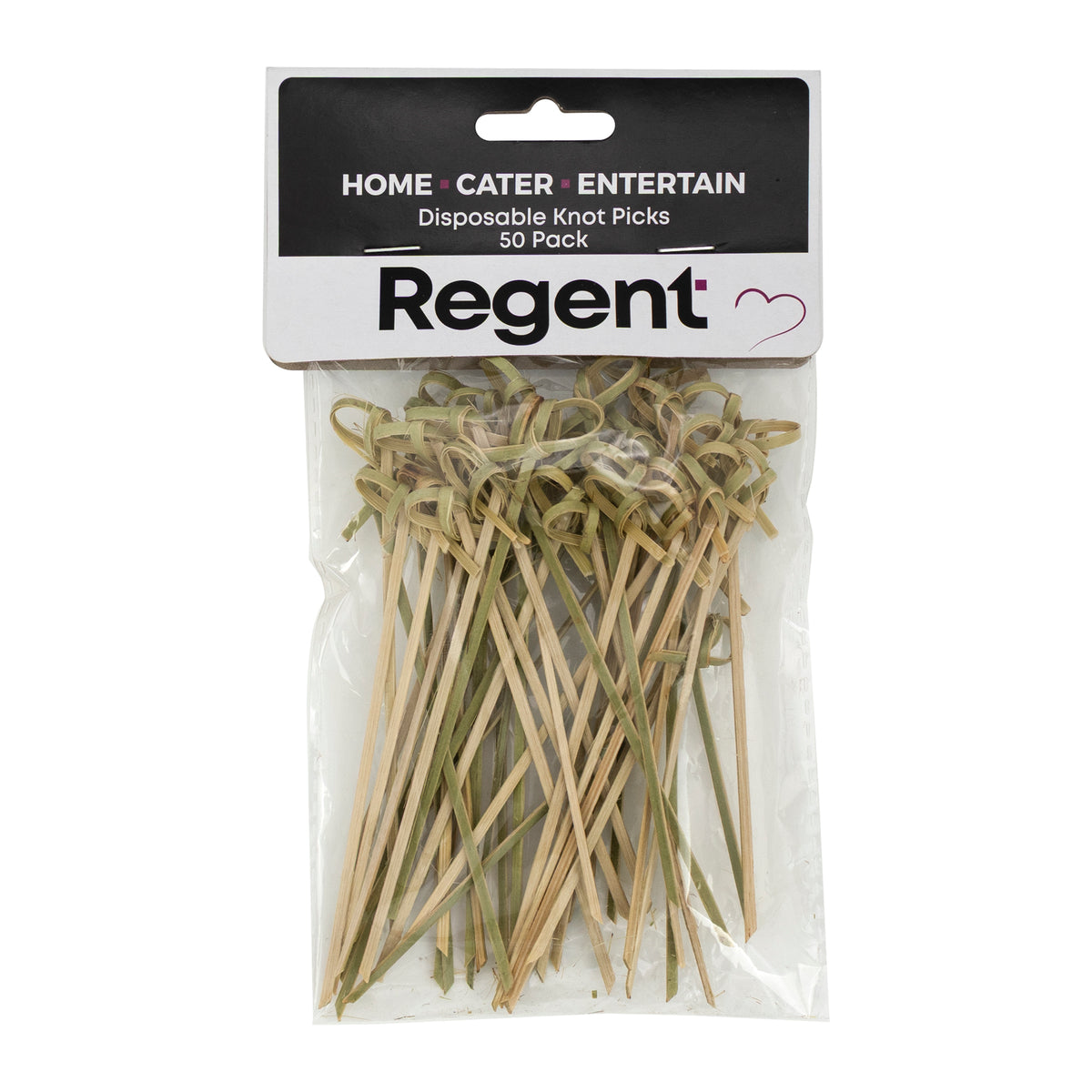 REGENT DISPOSABLE BAMBOO KNOT PICKS 50PK, 120MM