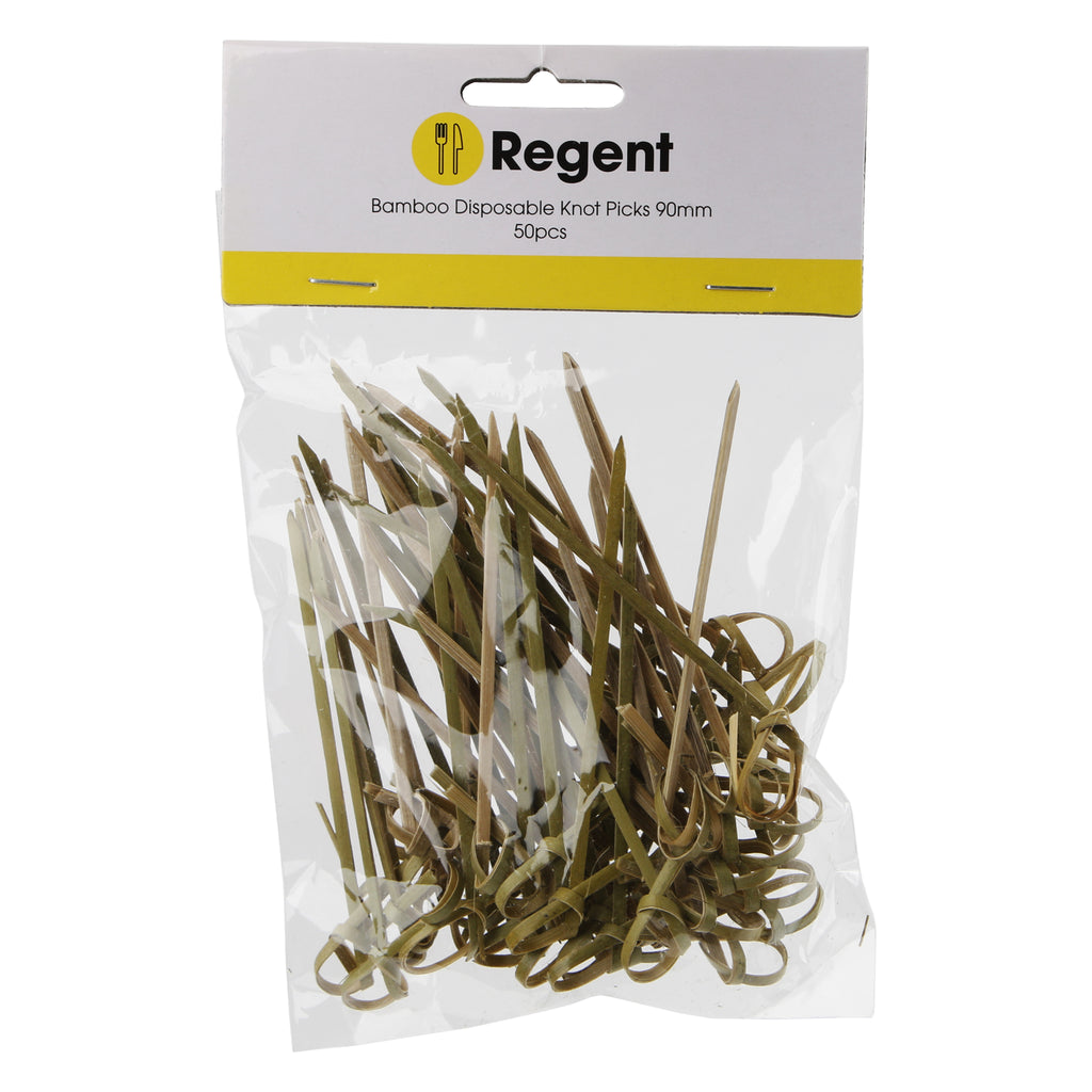 REGENT DISPOSABLE BAMBOO KNOT PICKS 50PK, 90MM
