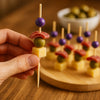 REGENT DISPOSABLE BAMBOO PICKS WITH COLOURED BEADS 50PK, 120MM