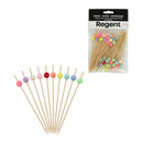 REGENT DISPOSABLE BAMBOO PICKS WITH COLOURED BEADS 50PK, 120MM