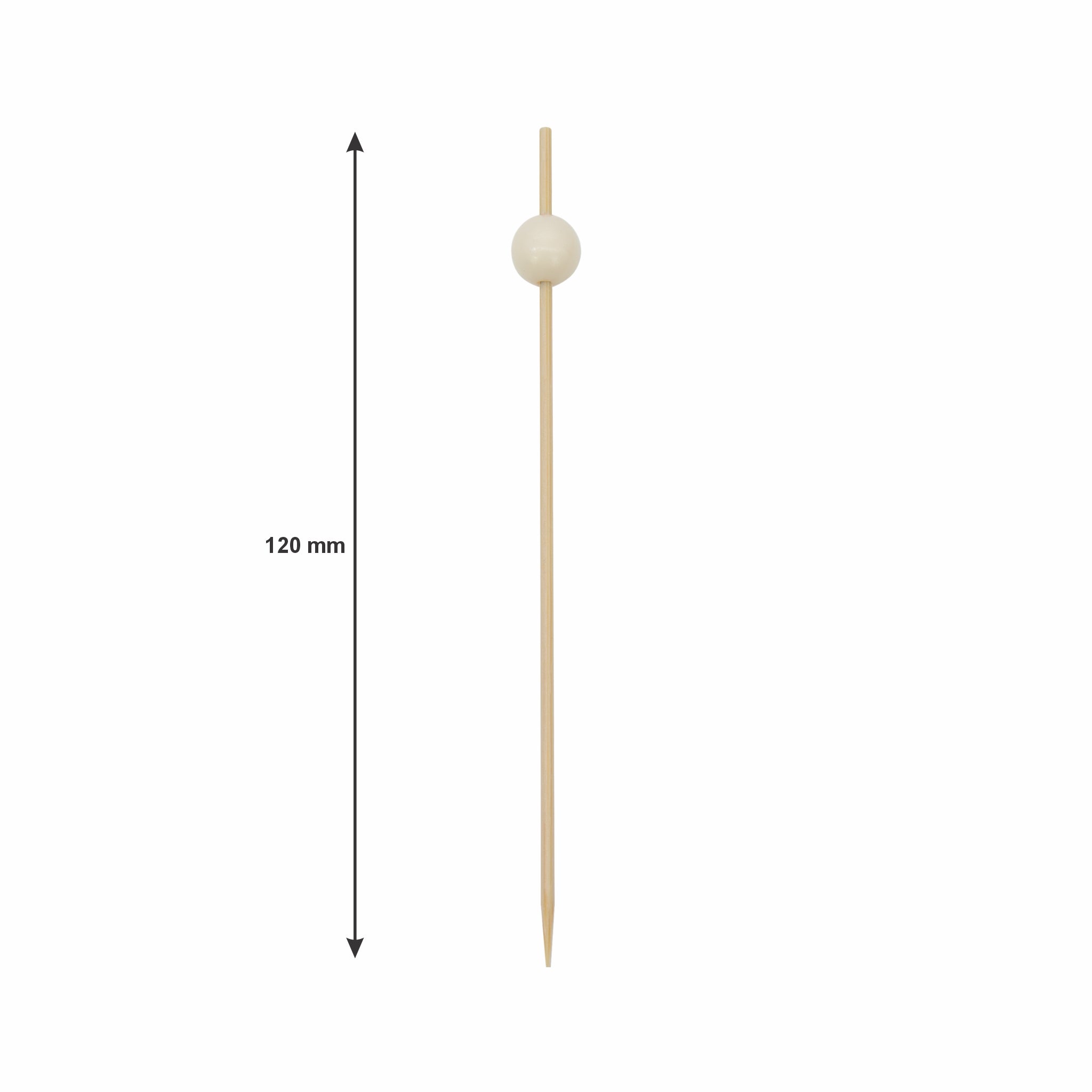 REGENT DISPOSABLE BAMBOO PICKS WITH COLOURED BEADS 50PK, 120MM