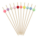 REGENT DISPOSABLE BAMBOO PICKS WITH COLOURED BEADS 50PK, 120MM