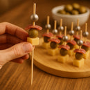 REGENT DISPOSABLE BAMBOO PICKS WITH SILVER BEADS 50PK, 150MM