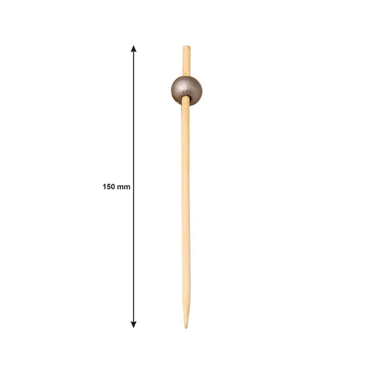 REGENT DISPOSABLE BAMBOO PICKS WITH SILVER BEADS 50PK, 120MM