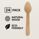 REGENT DISPOSABLE WOODEN TEASPOONS 24PK, 110MM