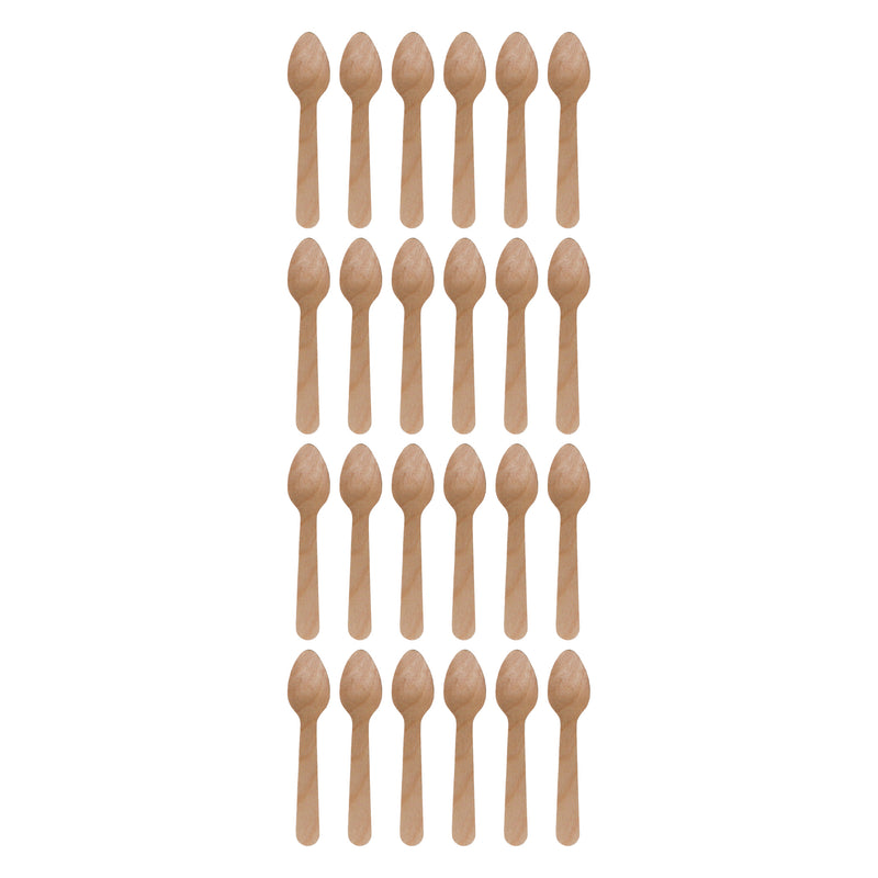 REGENT DISPOSABLE WOODEN TEASPOONS 24PCS, (110X23MM)