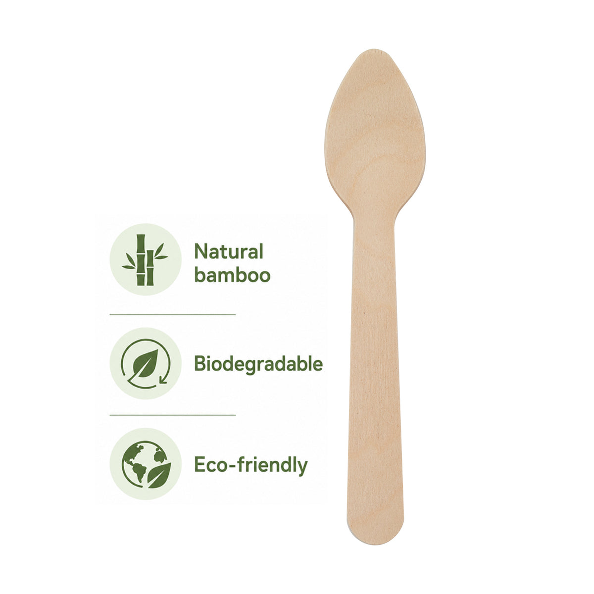 REGENT DISPOSABLE WOODEN TEASPOONS 100PK, 110MM