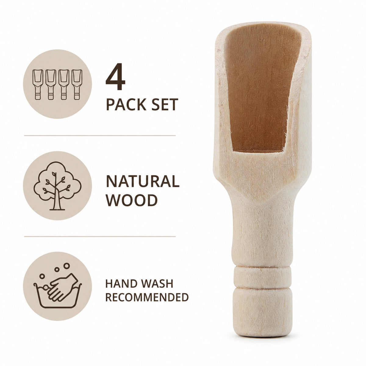 REGENT DISPOSABLE WOODEN MINI SCOOPS 4PK, 20X75MM
