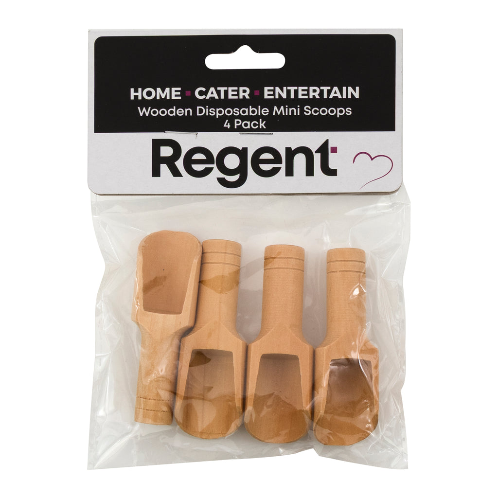 REGENT DISPOSABLE WOODEN MINI SCOOPS 4PK, 20X75MM