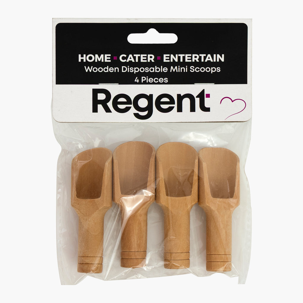 REGENT DISPOSABLE WOODEN MINI SCOOPS 4PK, 20X75MM