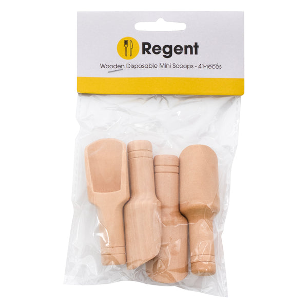 REGENT DISPOSABLE WOODEN MINI SCOOPS 4PCS, (75X20MM)
