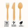 REGENT DISPOSABLE BAMBOO CUTLERY 18PK SET, (6 SPOONS, 6 KNIVES & 6 FORKS)