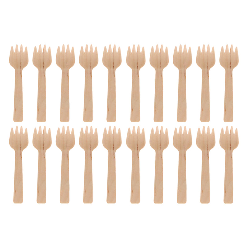 REGENT DISPOSABLE BAMBOO MINI COCKTAIL FORKS 20PCS, (110MM)