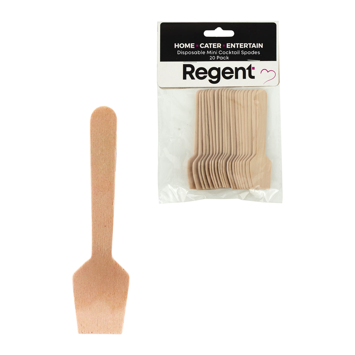 REGENT DISPOSABLE BAMBOO MINI COCKTAIL SPADES 20PK, 95MM