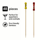 REGENT DISPOSABLE BAMBOO PICKS BEAD & BRAID MIXED COLOURS 48PK, 120MM