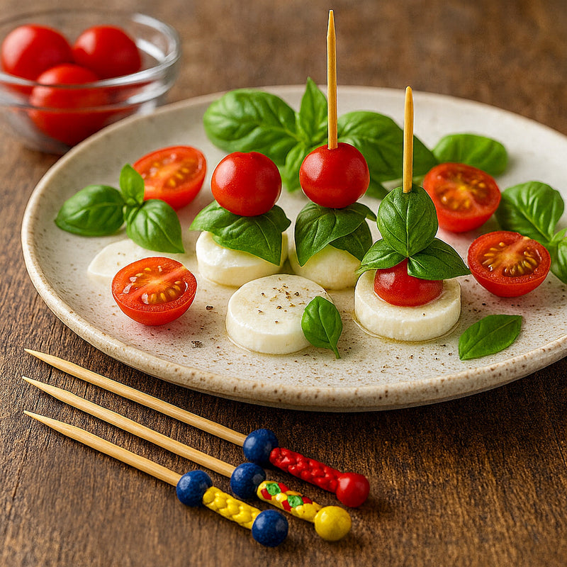 REGENT DISPOSABLE BAMBOO PICKS BEAD & BRAID 2 SIZES MIXED COLOURS 48PK, 70MM l 120MM