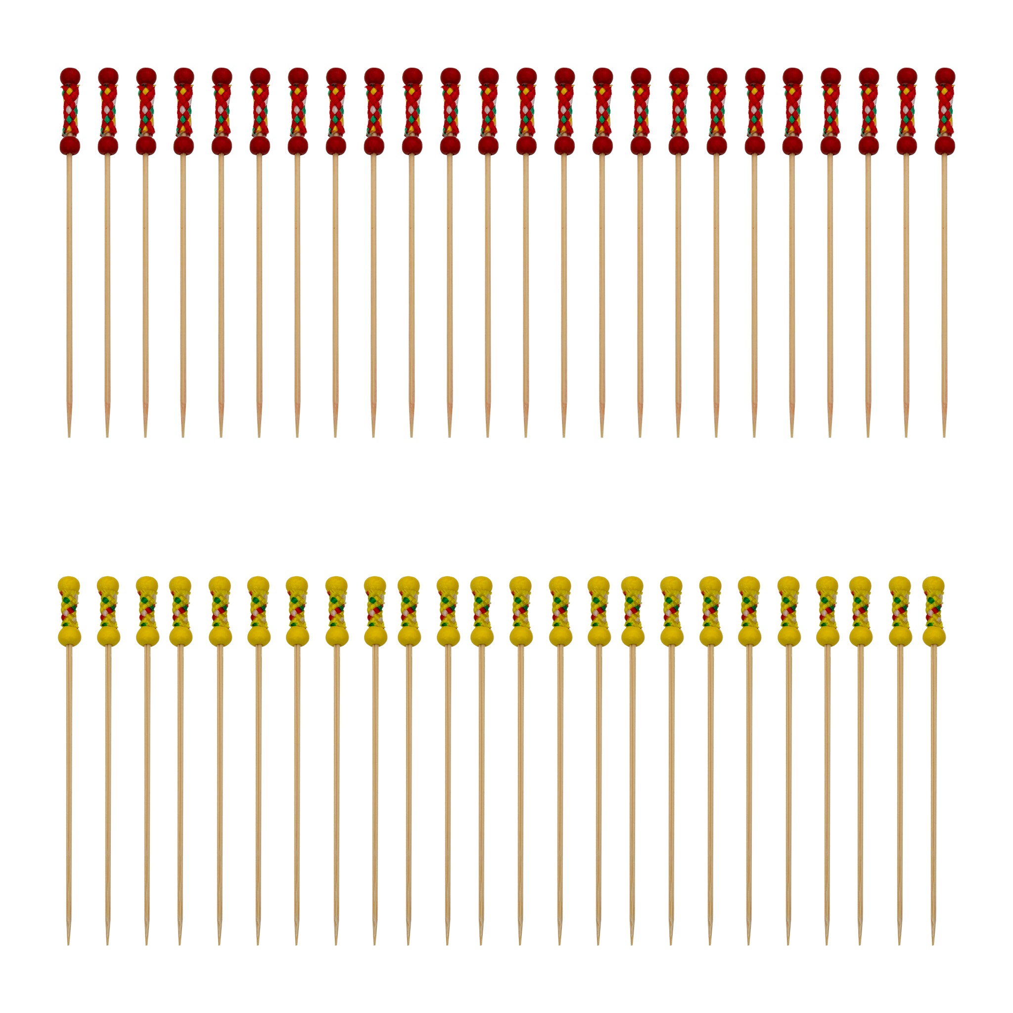 REGENT DISPOSABLE BAMBOO PICKS BEAD & BRAID MIXED COLOURS 48PK, 120MM