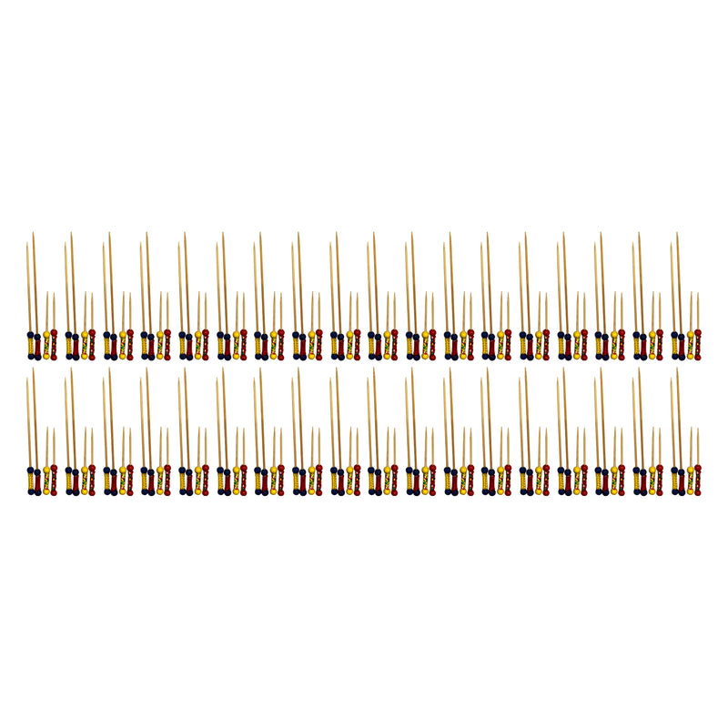 REGENT DISPOSABLE BAMBOO PICKS BEAD & BRAID MIXED COLOURS & 2 SIZES 48PCS, (24X70MM | 24X120MM)