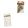 REGENT DISPOSABLE BAMBOO FOOD PICKS WITH MIXED COLOURED STRIPED BEADS 24PCS, (120MM)