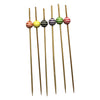 REGENT DISPOSABLE BAMBOO FOOD PICKS WITH MIXED COLOURED STRIPED BEADS 24PK, 120MM