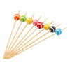 REGENT DISPOSABLE BAMBOO FOOD PICKS WITH MIXED COLOURED STRIPED BEADS 24PK, 120MM