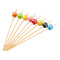 REGENT DISPOSABLE BAMBOO FOOD PICKS WITH MIXED COLOURED STRIPED BEADS 24PCS, (120MM)