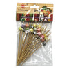 REGENT DISPOSABLE BAMBOO FOOD PICKS WITH MIXED COLOURED STRIPED BEADS 24PCS, (120MM)