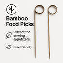 REGENT DISPOSABLE BAMBOO FOOD PICKS RING DESIGN IN BLACK & NATURAL 50PK, 120MM