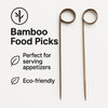 REGENT DISPOSABLE BAMBOO FOOD PICKS RING DESIGN IN BLACK & NATURAL 50PK, 120MM