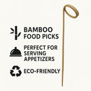 REGENT DISPOSABLE BAMBOO FOOD PICKS RING DESIGN IN BLACK & NATURAL 50PK, 180MM
