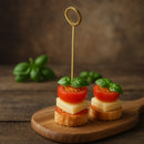 REGENT DISPOSABLE BAMBOO FOOD PICKS RING DESIGN IN BLACK & NATURAL 50PK, 180MM